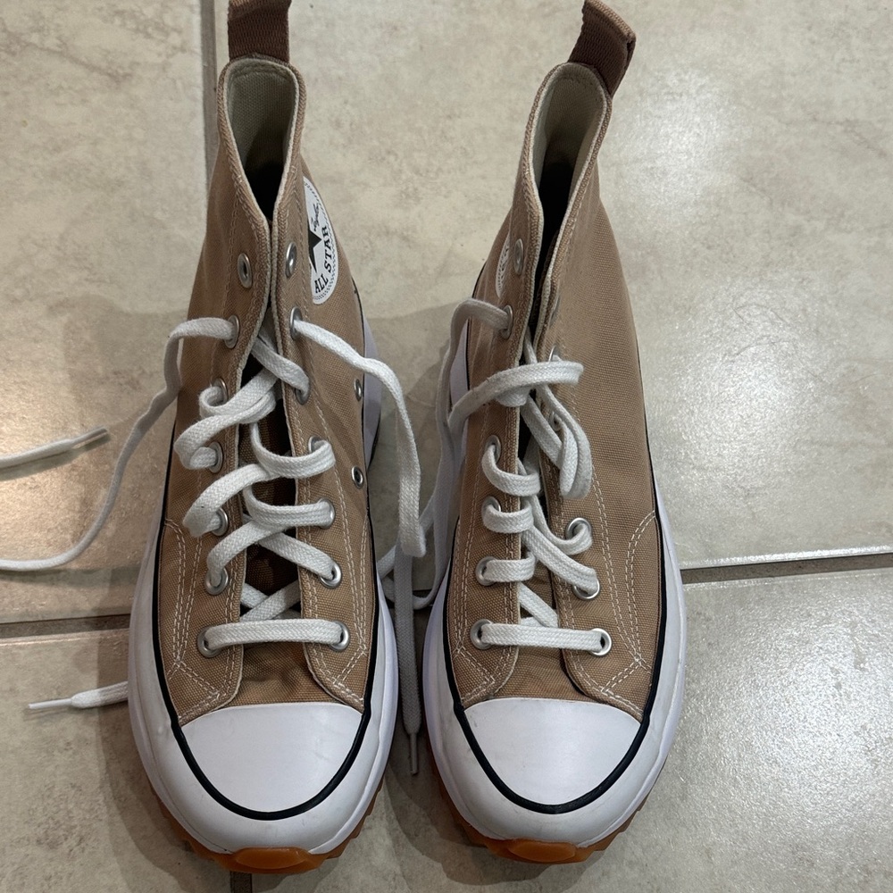 High-Top Tan Sneakers